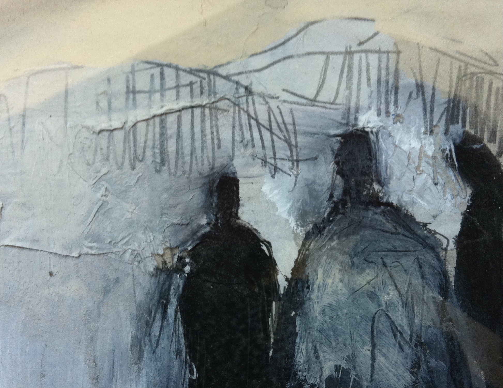 au delà des vallées l ‘Aventure  ocre et acrylique 24X12